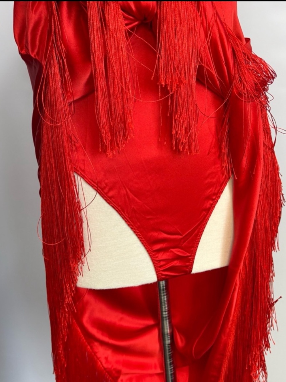 NWT For Love & Lemons Anisa Asymmetrical Silk Fringe Midi Dress - Picture 14 of 16